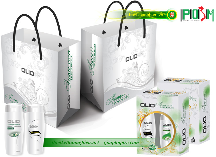Thiết kế túi giấy, in túi giấy sữa tắm - dầu gội OLIO - Ảnh 6