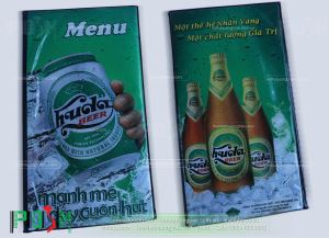 Sản xuất in ấn menu beer, ép nhựa menu beer tặng nhà hàng.