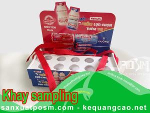 Beverage sampling tray with strap POSM, sampling tray