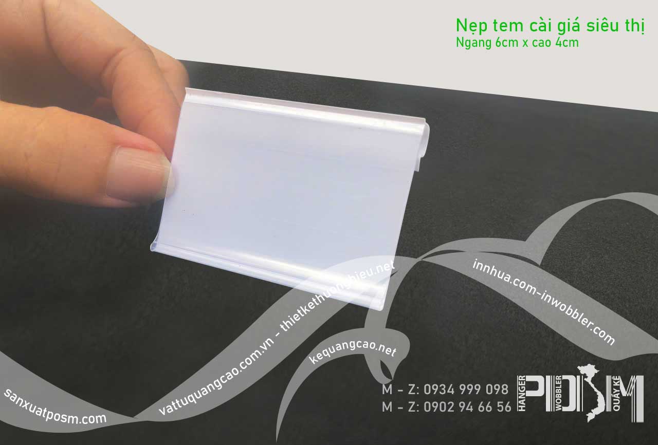 Nẹp tem nhựa cài giá có khuy bấm treo thành kệ - Ảnh 4