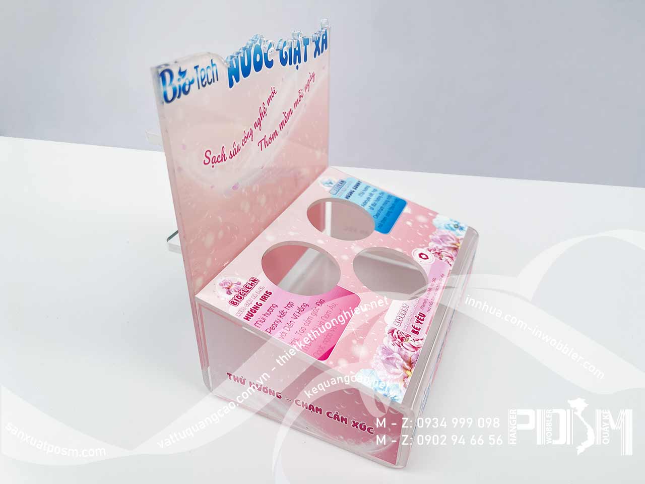 khay kệ mica Khay kệ trưng bày mẫu thử tester Nước Giặt Xả - Ảnh 2