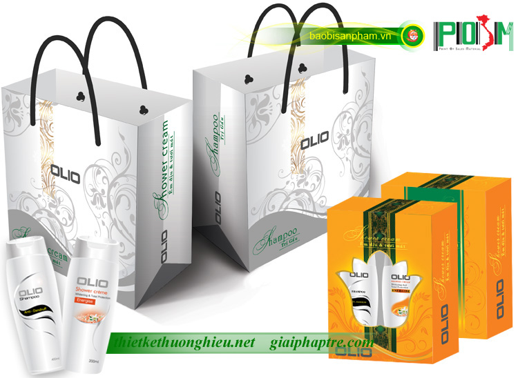 Thiết kế túi giấy, in túi giấy sữa tắm - dầu gội OLIO - Ảnh 4